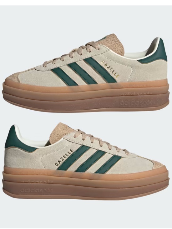 adidas Shoes - Adidas Gazelle Bold Green Off White Size 6 1/2 Suede Leather Gold Branding
